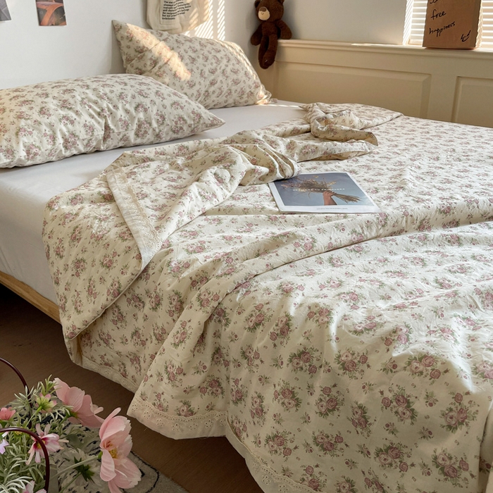 91家纺网 家纺一手货源 找家纺 耀悦家纺 2026新款纯棉a类棉纱夏被60支大豆纤维夏凉被双层纱 眷恋