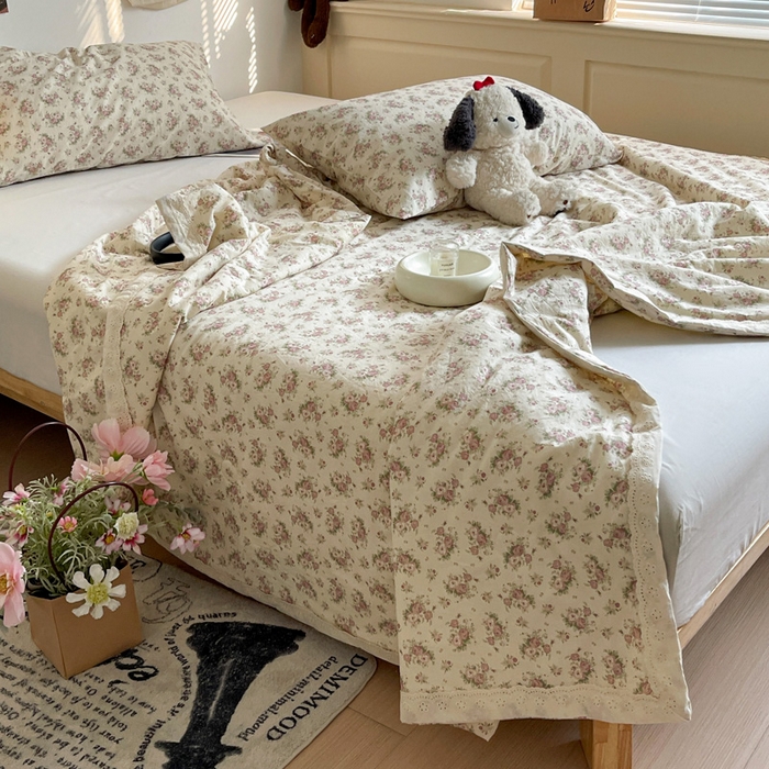 91家纺网 家纺一手货源 找家纺 耀悦家纺 2026新款纯棉a类棉纱夏被60支大豆纤维夏凉被双层纱 眷恋