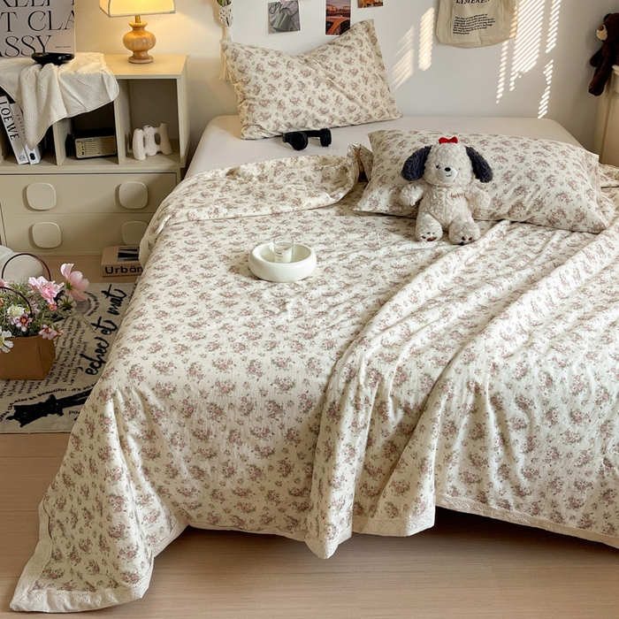 91家纺网 家纺一手货源 找家纺 耀悦家纺 2026新款纯棉a类棉纱夏被60支大豆纤维夏凉被双层纱 眷恋