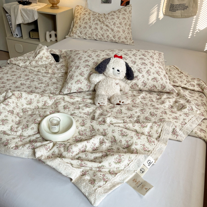 91家纺网 家纺一手货源 找家纺 耀悦家纺 2026新款纯棉a类棉纱夏被60支大豆纤维夏凉被双层纱 眷恋