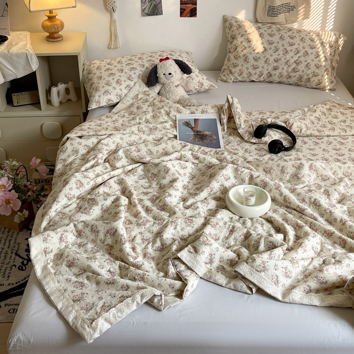 91家纺网 家纺一手货源 找家纺 耀悦家纺 2026新款纯棉a类棉纱夏被60支大豆纤维夏凉被双层纱 眷恋