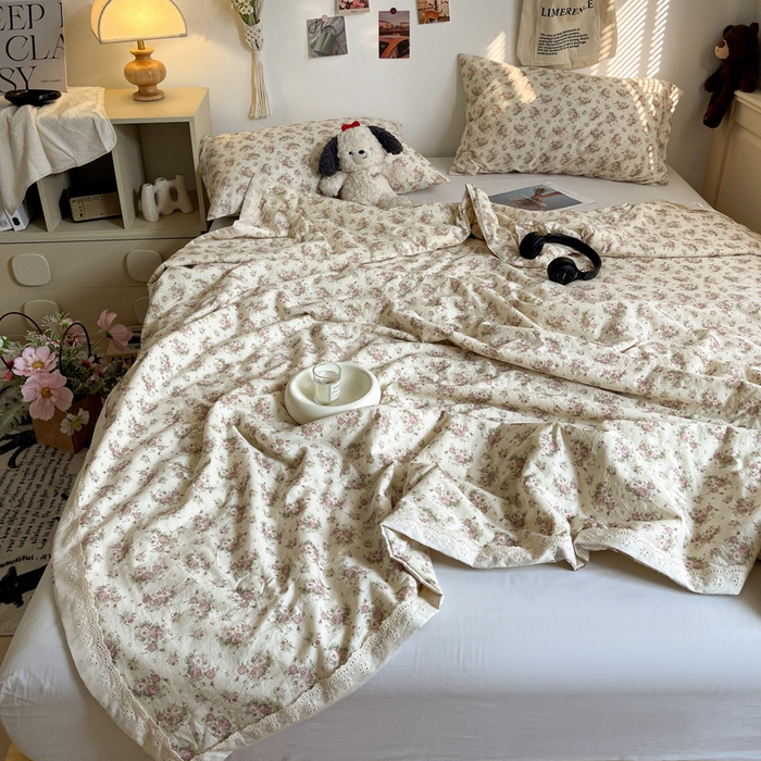 91家纺网 家纺一手货源 找家纺 耀悦家纺 2026新款纯棉a类棉纱夏被60支大豆纤维夏凉被双层纱 眷恋