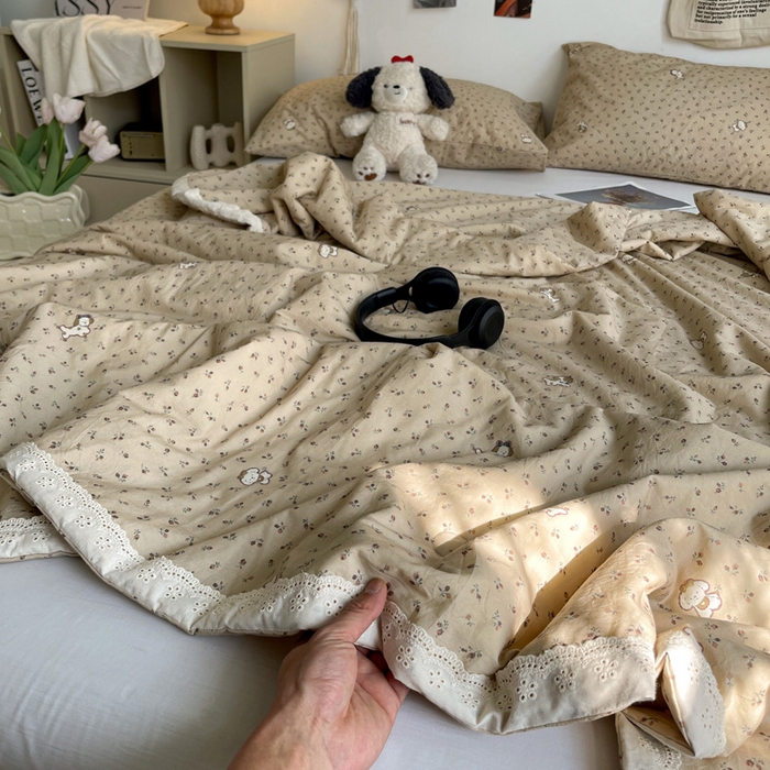 91家纺网 家纺一手货源 找家纺 耀悦家纺 2026新款纯棉a类棉纱夏被60支大豆纤维夏凉被双层纱 流年