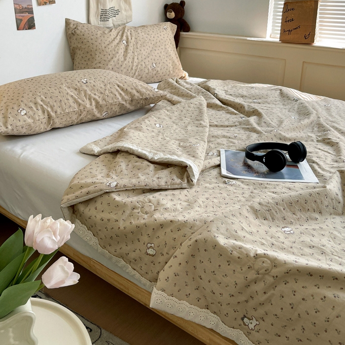 91家纺网 家纺一手货源 找家纺 耀悦家纺 2026新款纯棉a类棉纱夏被60支大豆纤维夏凉被双层纱 流年