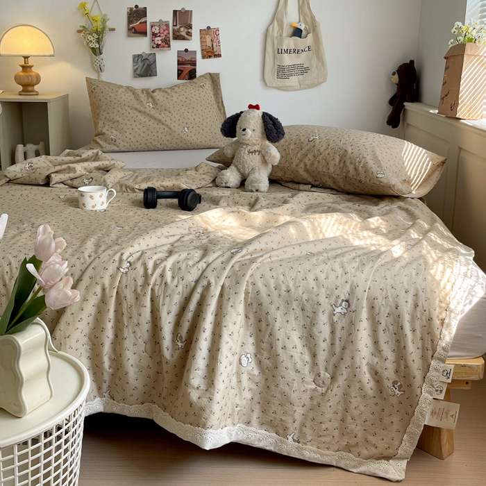 91家纺网 家纺一手货源 找家纺 耀悦家纺 2026新款纯棉a类棉纱夏被60支大豆纤维夏凉被双层纱 流年