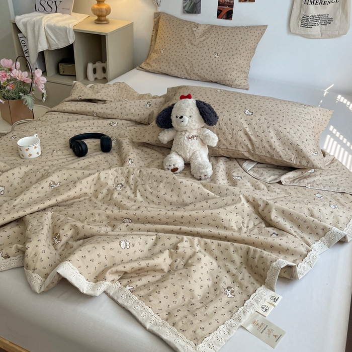 91家纺网 家纺一手货源 找家纺 耀悦家纺 2026新款纯棉a类棉纱夏被60支大豆纤维夏凉被双层纱 流年