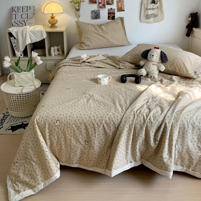 91家纺网 家纺一手货源 找家纺 耀悦家纺 2026新款纯棉a类棉纱夏被60支大豆纤维夏凉被双层纱 流年