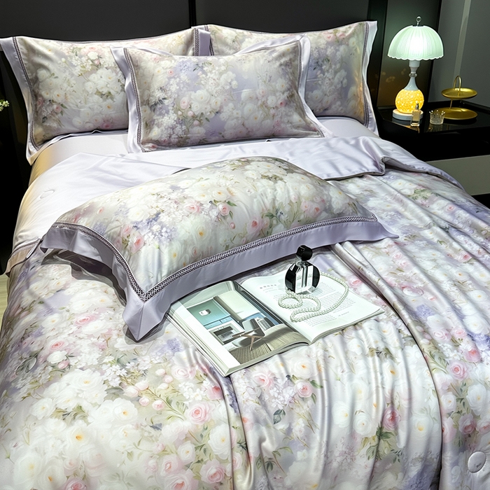 91家纺网 家纺一手货源 找家纺 欧夏家纺 2026新款兰精天丝数码印花镂空夏被空调被夏凉被薄被子可机洗 郁金香