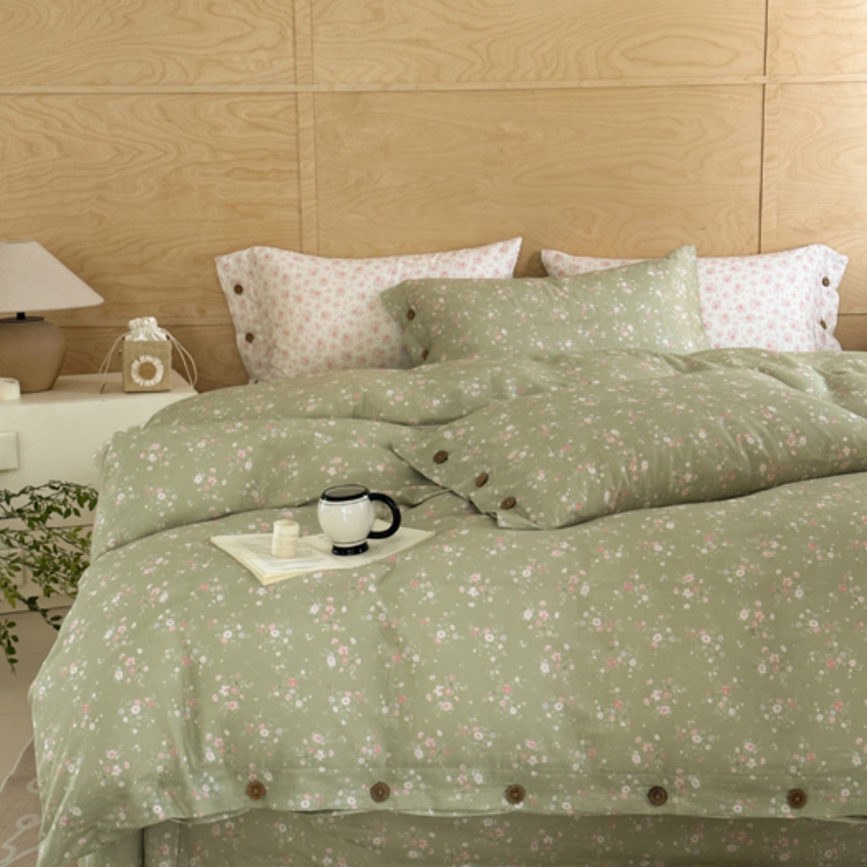 91家纺网 家纺一手货源 找家纺 （总）芯丝路枕业 2026新款印花双层纱纽扣款四件套