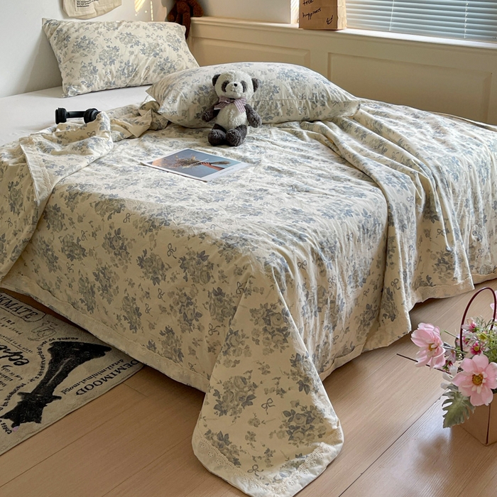 91家纺网 家纺一手货源 找家纺 耀悦家纺 2026新款纯棉a类棉纱夏被60支大豆纤维夏凉被双层纱 青怜