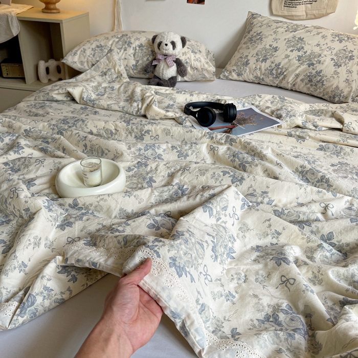 91家纺网 家纺一手货源 找家纺 耀悦家纺 2026新款纯棉a类棉纱夏被60支大豆纤维夏凉被双层纱 青怜