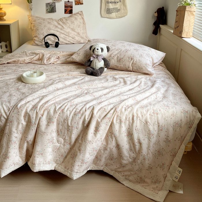 91家纺网 家纺一手货源 找家纺 耀悦家纺 2026新款纯棉a类棉纱夏被60支大豆纤维夏凉被双层纱 夕颜