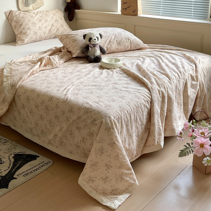 91家纺网 家纺一手货源 找家纺 耀悦家纺 2026新款纯棉a类棉纱夏被60支大豆纤维夏凉被双层纱 夕颜