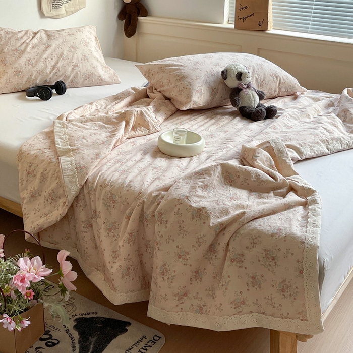 91家纺网 家纺一手货源 找家纺 耀悦家纺 2026新款纯棉a类棉纱夏被60支大豆纤维夏凉被双层纱 夕颜