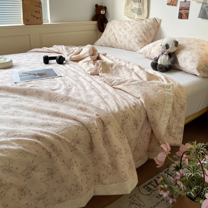 耀悦家纺 2026新款纯棉a类棉纱夏被60支大豆纤维夏凉被双层纱 夕颜