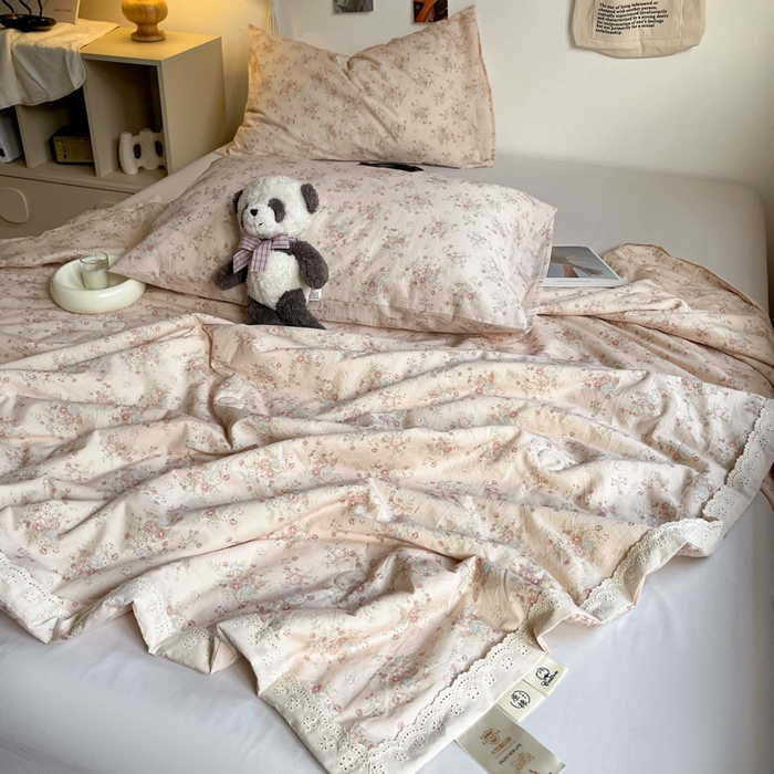 91家纺网 家纺一手货源 找家纺 耀悦家纺 2026新款纯棉a类棉纱夏被60支大豆纤维夏凉被双层纱 夕颜