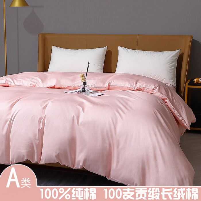 91家纺网 家纺一手货源 找家纺 （总）晶缦家纺 2026新全棉A类纯棉100支贡缎长绒棉纯色多规格单被套 被套单件-绮云系列