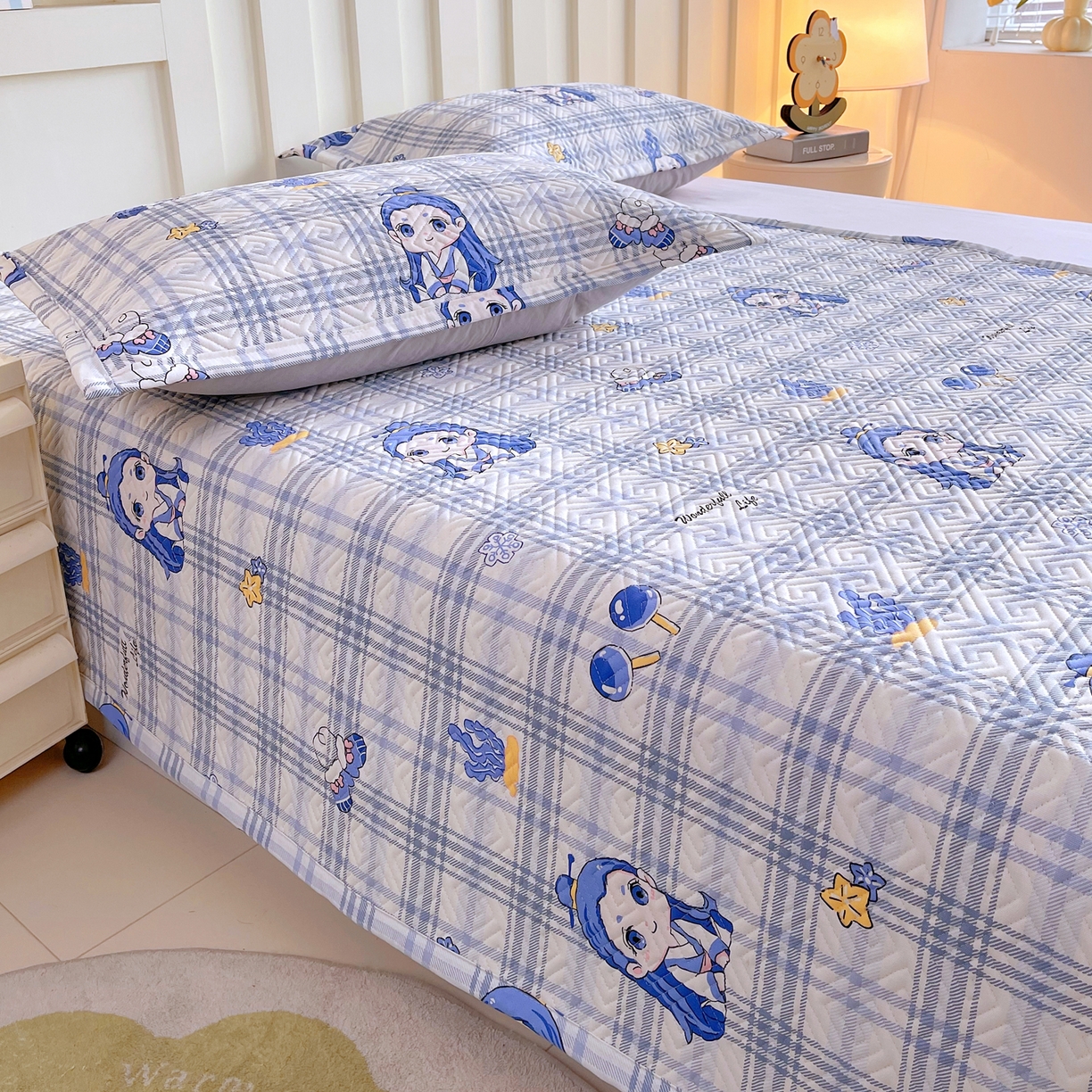 91家纺网 家纺一手货源 找家纺 金鑫汇家纺 2026春夏新款成人床新花型老粗布夹棉床盖软凉席席子可以机洗 敖丙