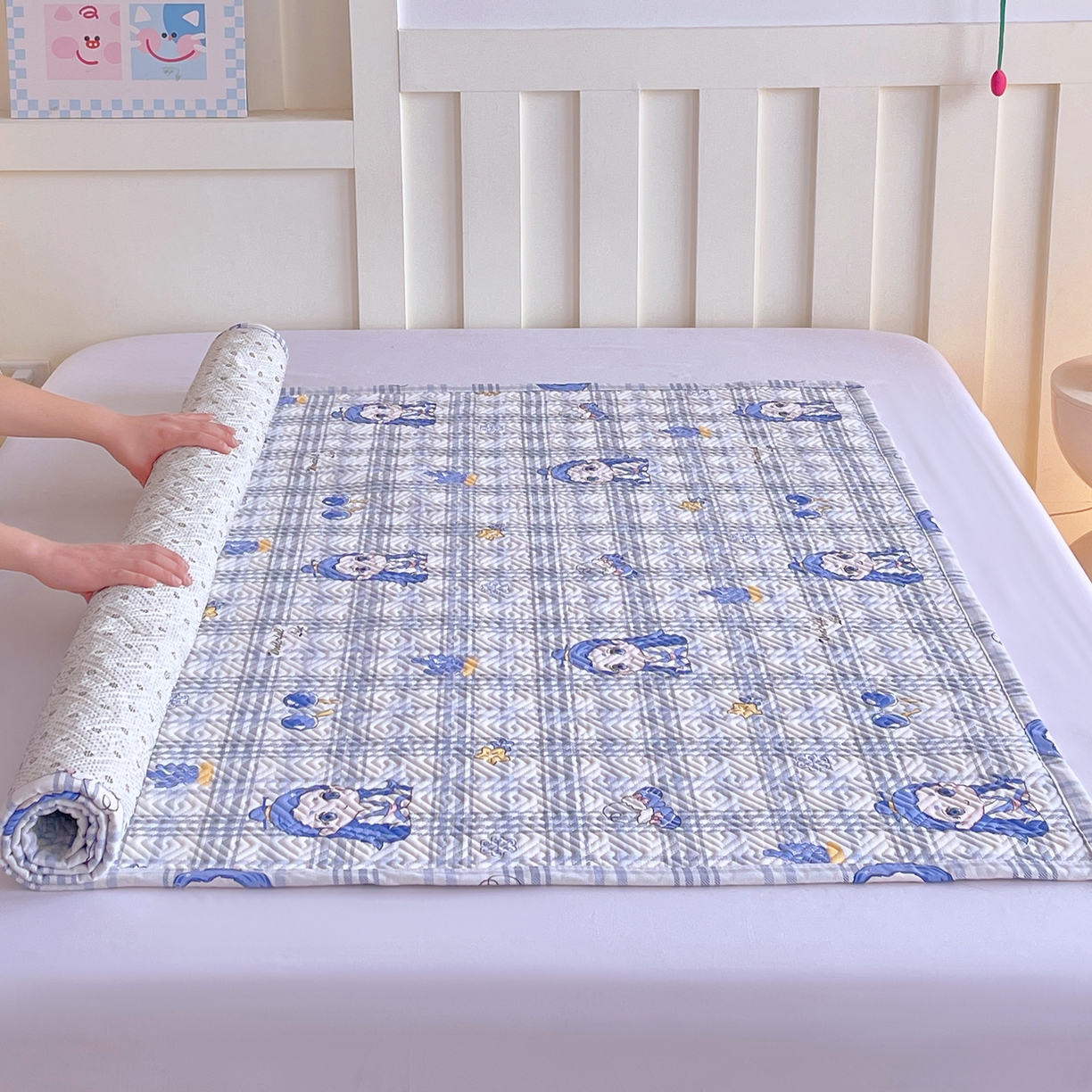 91家纺网 家纺一手货源 找家纺 金鑫汇家纺 2026春夏新款成人床新花型老粗布夹棉床盖软凉席席子可以机洗 敖丙