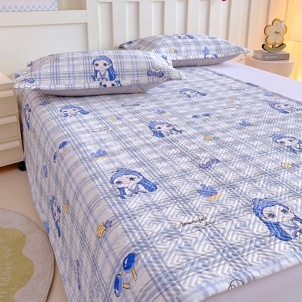 91家纺网 家纺一手货源 找家纺 金鑫汇家纺 2026春夏新款成人床新花型老粗布夹棉床盖软凉席席子可以机洗 敖丙