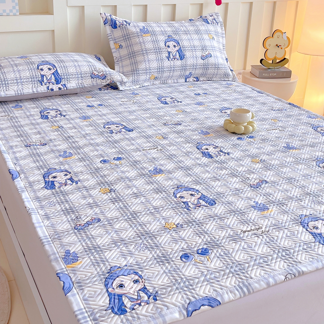 91家纺网 家纺一手货源 找家纺 金鑫汇家纺 2026春夏新款成人床新花型老粗布夹棉床盖软凉席席子可以机洗 敖丙