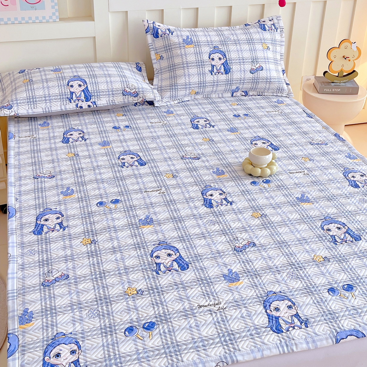 91家纺网 家纺一手货源 找家纺 金鑫汇家纺 2026春夏新款成人床新花型老粗布夹棉床盖软凉席席子可以机洗 敖丙