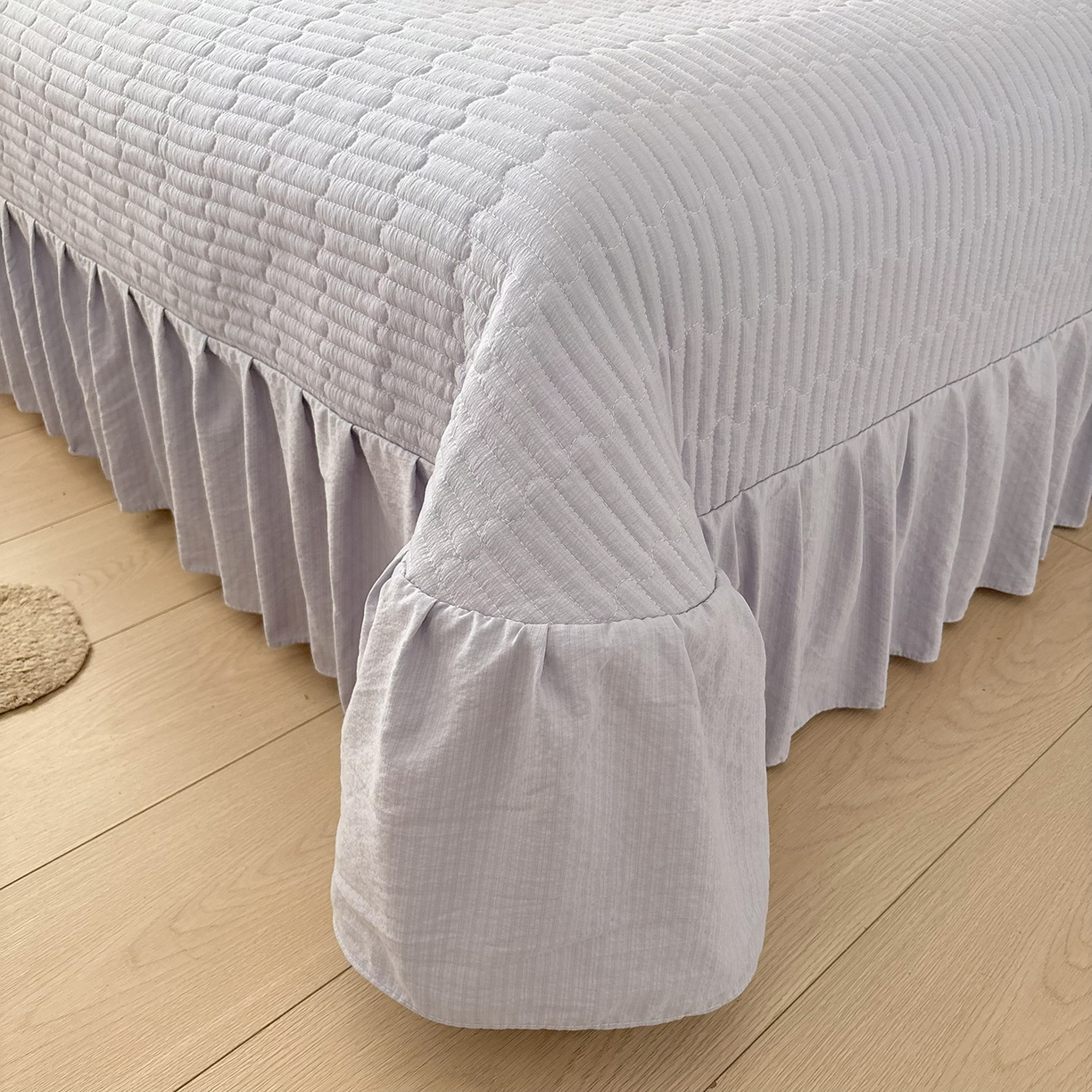 91家纺网 家纺一手货源 找家纺 畅畅家纺 2026新款春夏小清新泡芙双层纱床盖款四件套 蝴蝶飞舞