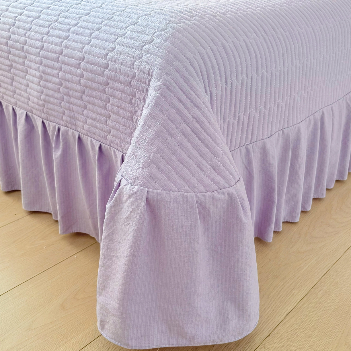 91家纺网 家纺一手货源 找家纺 畅畅家纺 2026新款春夏小清新泡芙双层纱床盖款四件套 水彩玫瑰