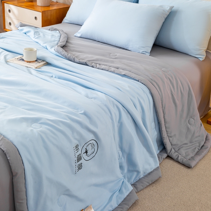 91家纺网 家纺一手货源 找家纺 （总）憨豆  2026新款撞色双拼新疆棉花被夏被无印风水洗棉空调被夏凉被子（常年有货）