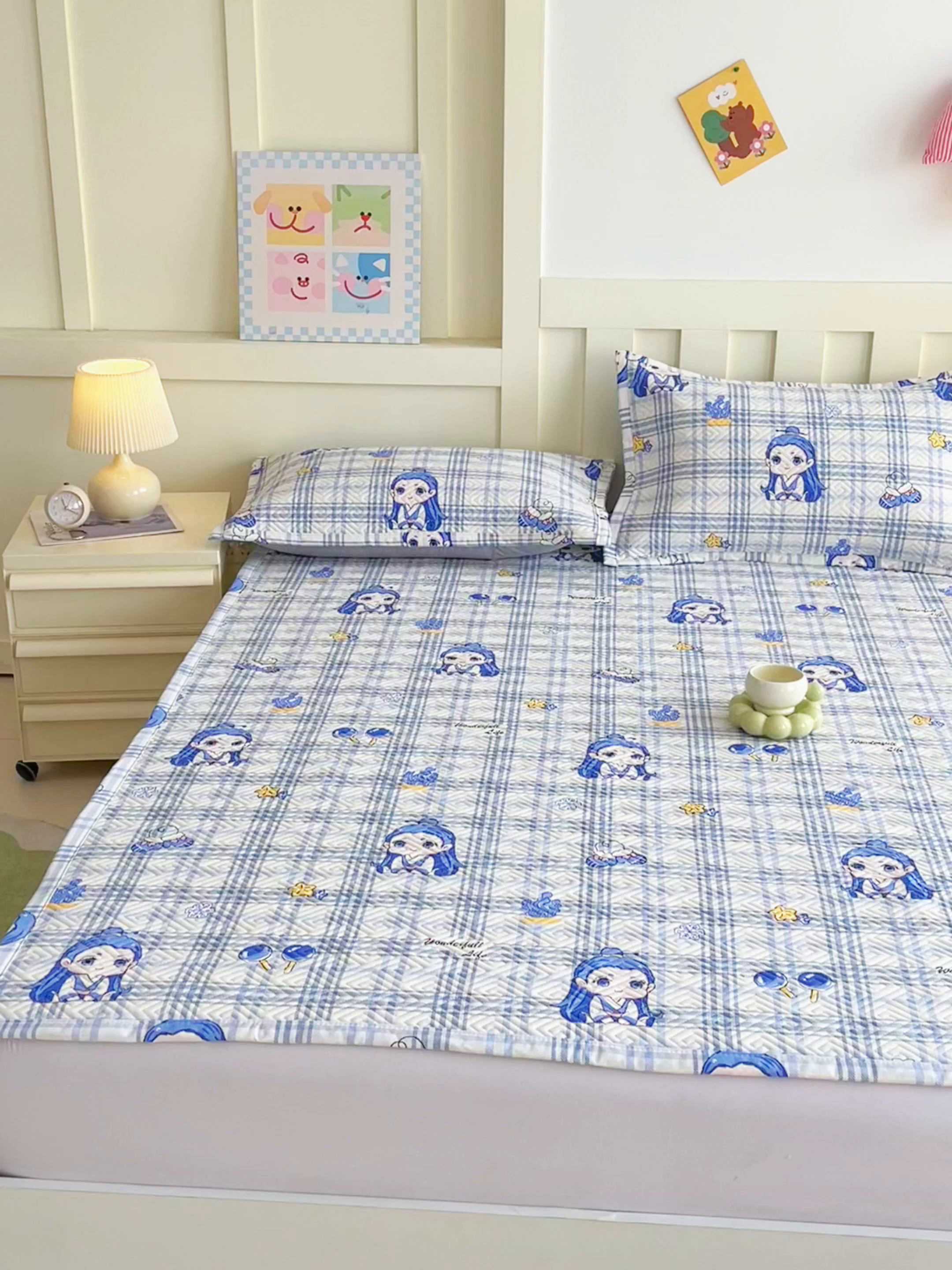 91家纺网 家纺一手货源 找家纺 金鑫汇家纺 2026春夏新款成人床新花型老粗布夹棉床盖软凉席席子可以机洗 敖丙