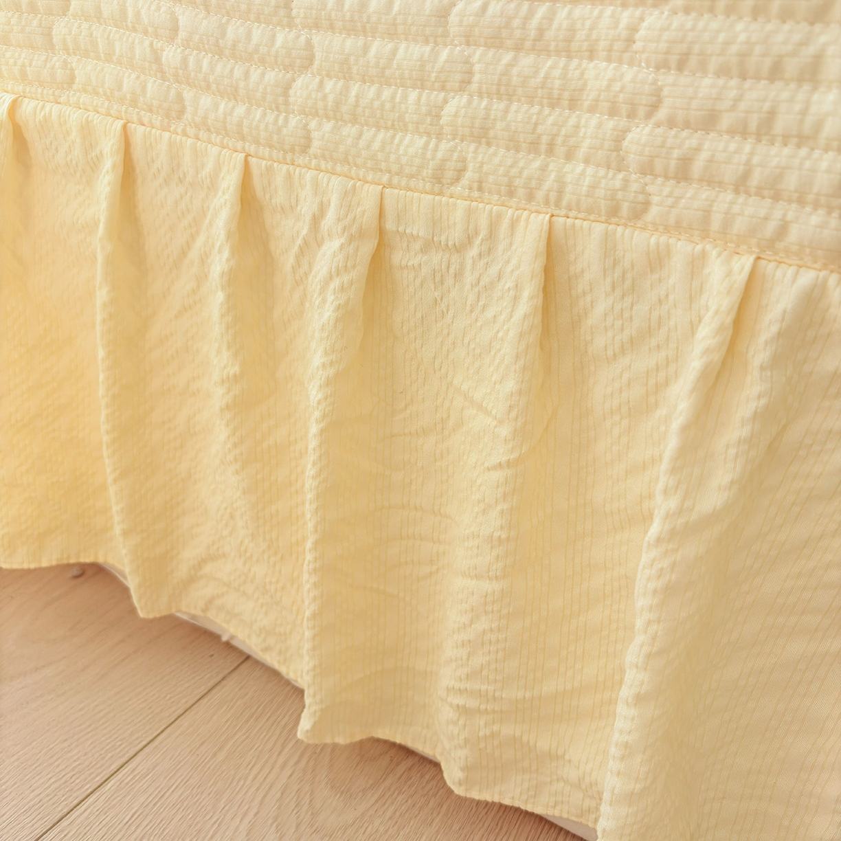 91家纺网 家纺一手货源 找家纺 畅畅家纺 2026新款春夏小清新泡芙双层纱床盖款四件套 星星人