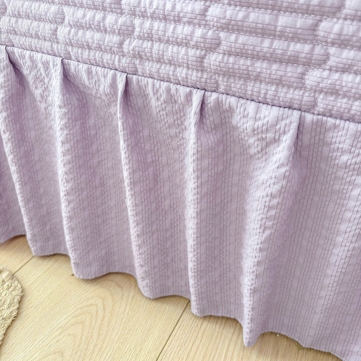 91家纺网 家纺一手货源 找家纺 畅畅家纺 2026新款春夏小清新泡芙双层纱床盖款四件套 紫薇花开