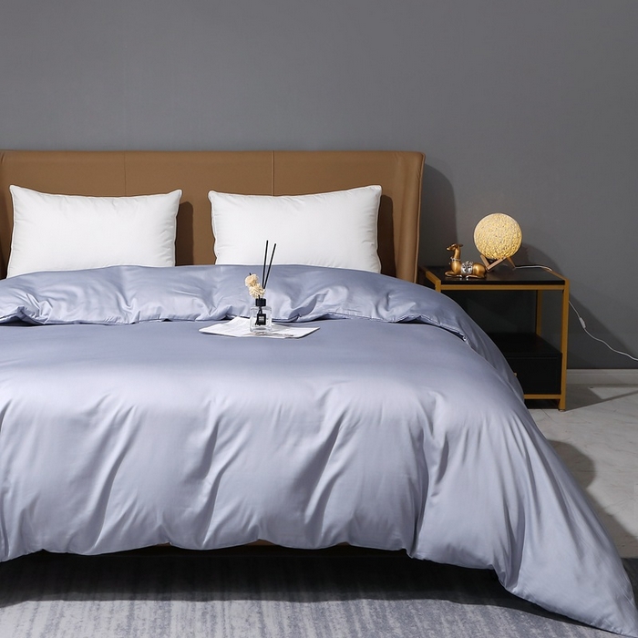 91家纺网 家纺一手货源 找家纺 晶缦家纺 2026新全棉A类纯棉100支贡缎长绒棉纯色多规格单被套 被套单件-绮云系列 绮云-绫兰灰