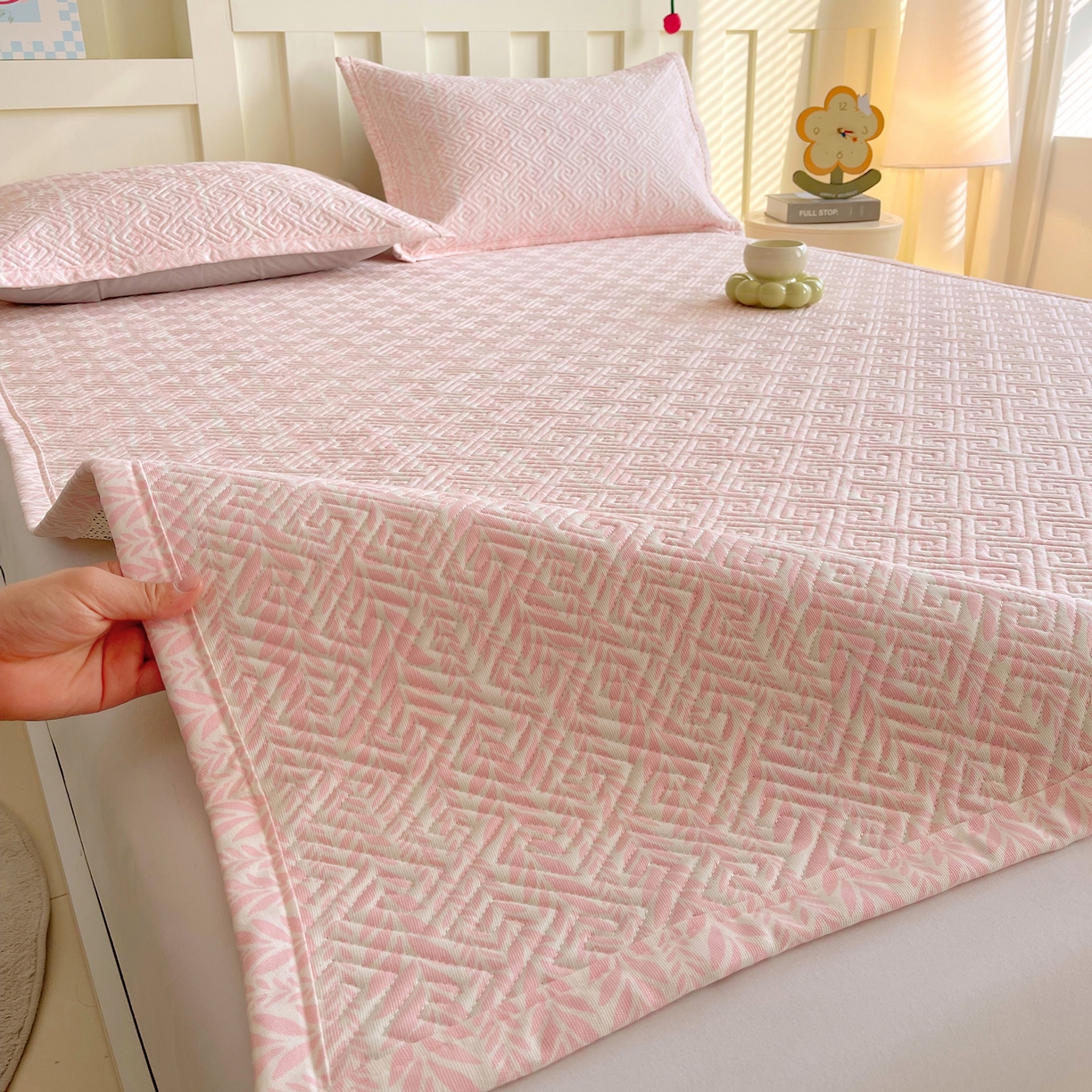 金鑫汇家纺 2026春夏新款成人床新花型老粗布夹棉床盖软凉席席子可以机洗 初夏