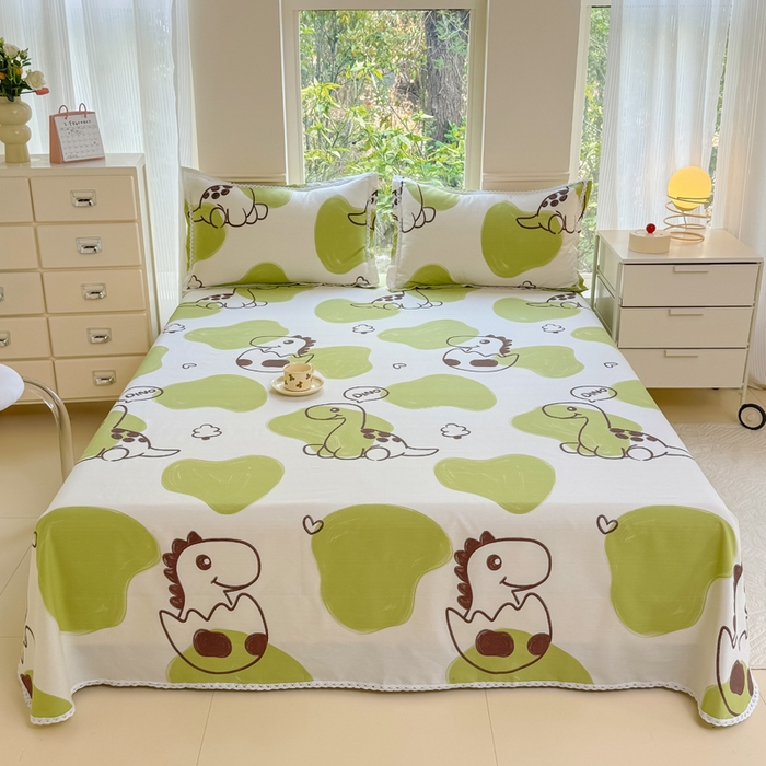 91家纺网 家纺一手货源 找家纺 （总）梵克保罗 2026春夏原棉鱼骨棉老粗布花边印花床单软凉席席子三件套