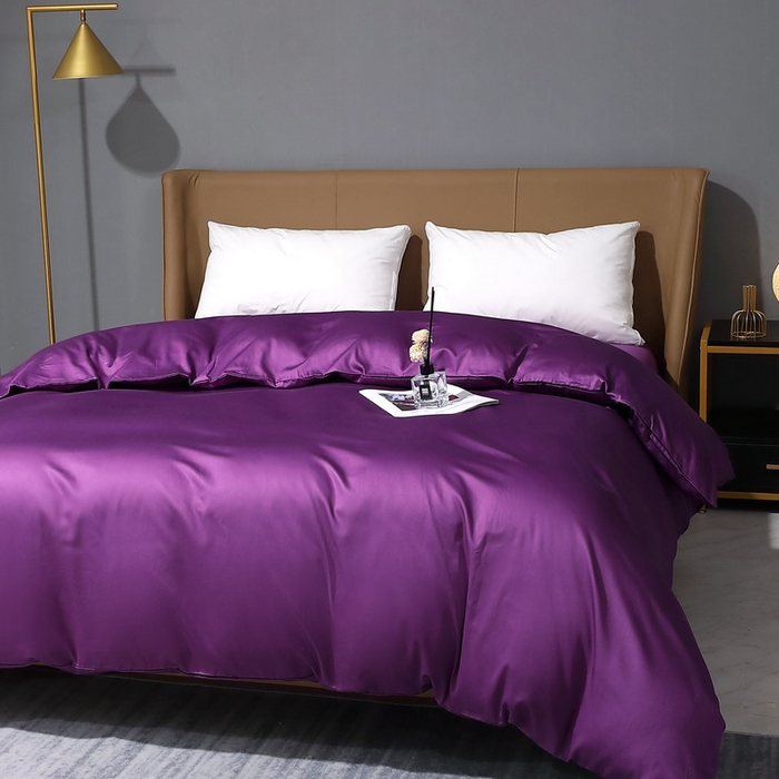 91家纺网 家纺一手货源 找家纺 晶缦家纺 2026新全棉A类纯棉100支贡缎长绒棉纯色多规格单被套 被套单件-绮云系列 绮云-罗兰紫