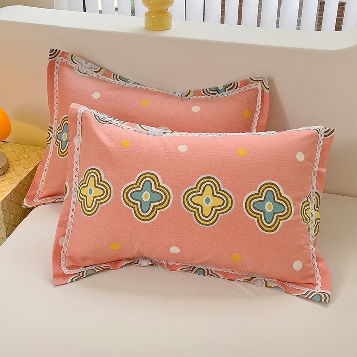 91家纺网 家纺一手货源 找家纺 梵克保罗 2026春夏原棉鱼骨棉老粗布花边印花床单软凉席席子三件套 四叶草-玉