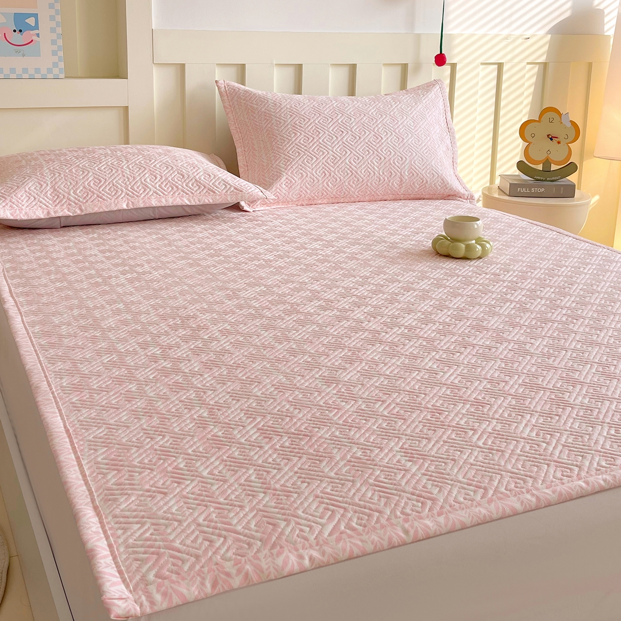 91家纺网 家纺一手货源 找家纺 金鑫汇家纺 2026春夏新款成人床新花型老粗布夹棉床盖软凉席席子可以机洗 初夏