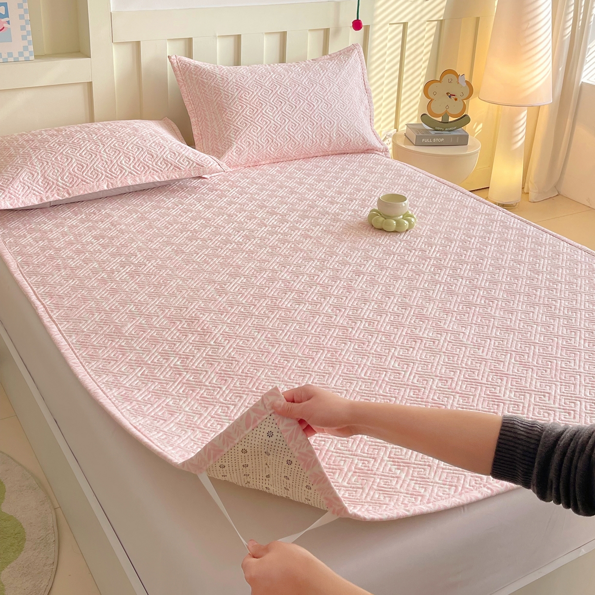 91家纺网 家纺一手货源 找家纺 金鑫汇家纺 2026春夏新款成人床新花型老粗布夹棉床盖软凉席席子可以机洗 初夏