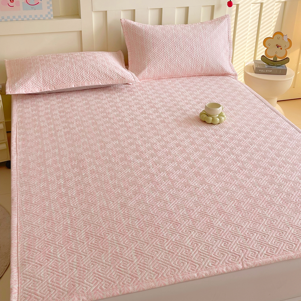 91家纺网 家纺一手货源 找家纺 金鑫汇家纺 2026春夏新款成人床新花型老粗布夹棉床盖软凉席席子可以机洗 初夏