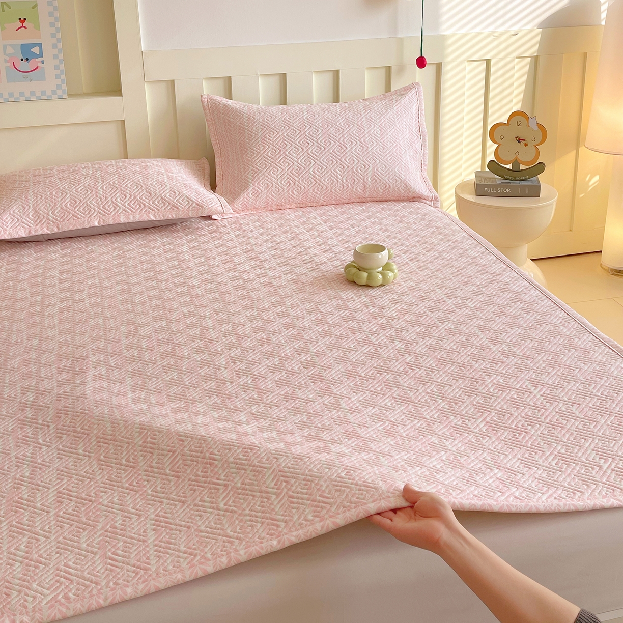 91家纺网 家纺一手货源 找家纺 金鑫汇家纺 2026春夏新款成人床新花型老粗布夹棉床盖软凉席席子可以机洗 初夏