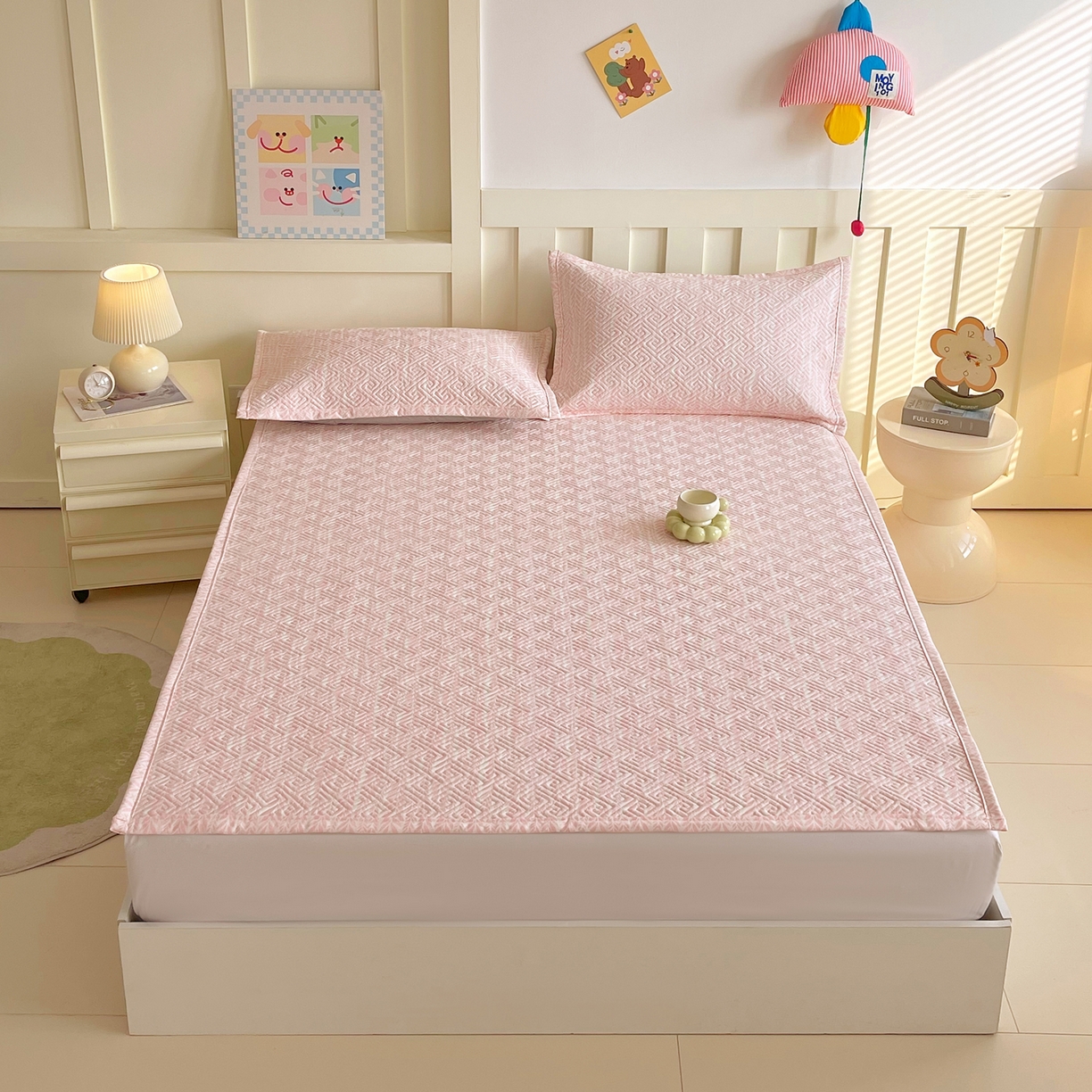 91家纺网 家纺一手货源 找家纺 金鑫汇家纺 2026春夏新款成人床新花型老粗布夹棉床盖软凉席席子可以机洗 初夏