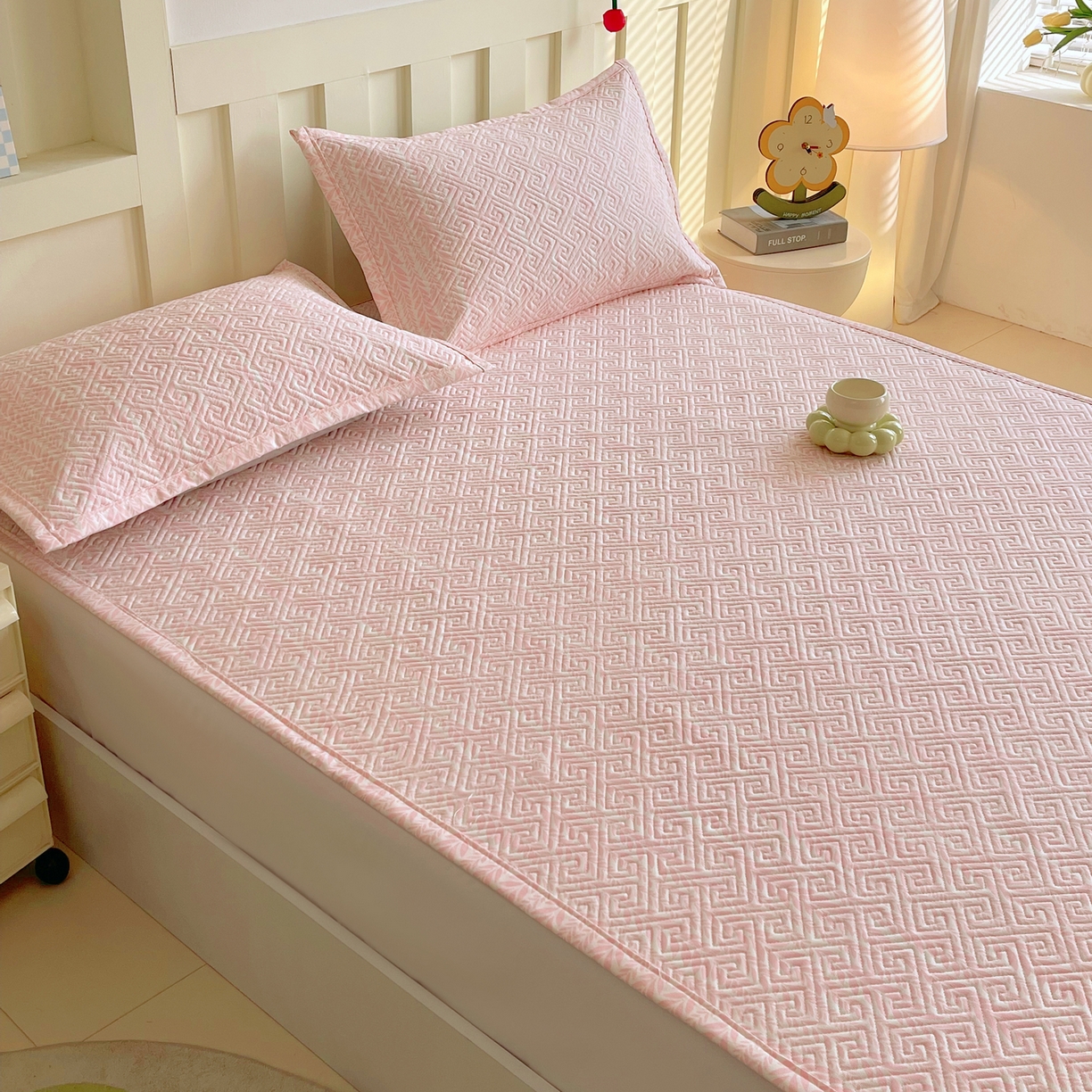 91家纺网 家纺一手货源 找家纺 金鑫汇家纺 2026春夏新款成人床新花型老粗布夹棉床盖软凉席席子可以机洗 初夏