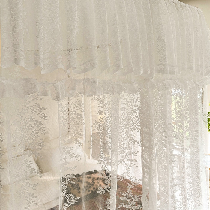 91家纺网 家纺一手货源 找家纺 都市缘蚊帐 2026春夏新款豪华高端蕾丝提花款导轨蚊帐-玫瑰庄园-303款 303玫瑰庄园-奶油白