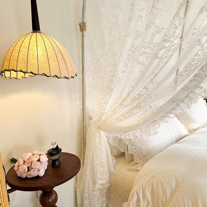 91家纺网 家纺一手货源 找家纺 都市缘蚊帐 2026春夏新款豪华高端蕾丝提花款导轨蚊帐-玫瑰庄园-303款 303玫瑰庄园-奶油白