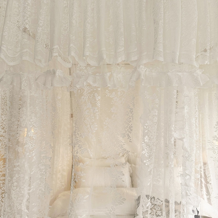 91家纺网 家纺一手货源 找家纺 都市缘蚊帐 2026春夏新款豪华高端蕾丝提花款导轨蚊帐-玫瑰庄园-303款 303玫瑰庄园-奶油白
