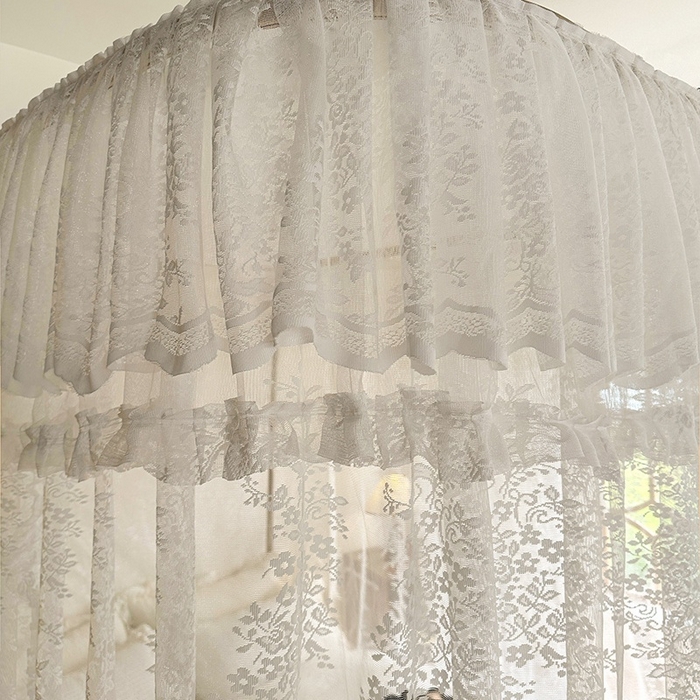 91家纺网 家纺一手货源 找家纺 都市缘蚊帐 2026春夏新款豪华高端蕾丝提花款导轨蚊帐-玫瑰庄园-303款 303玫瑰庄园-奶油白