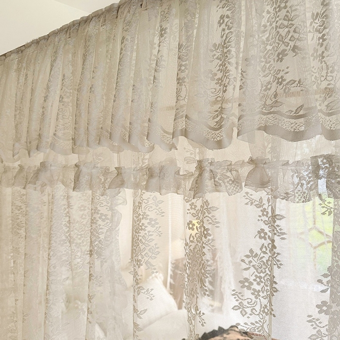 91家纺网 家纺一手货源 找家纺 都市缘蚊帐 2026春夏新款豪华高端蕾丝提花款导轨蚊帐-玫瑰庄园-303款 303玫瑰庄园-奶油白