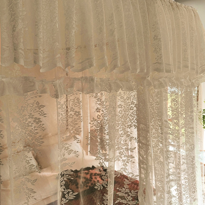 91家纺网 家纺一手货源 找家纺 都市缘蚊帐 2026春夏新款豪华高端蕾丝提花款导轨蚊帐-玫瑰庄园-303款 303玫瑰庄园-奶油杏