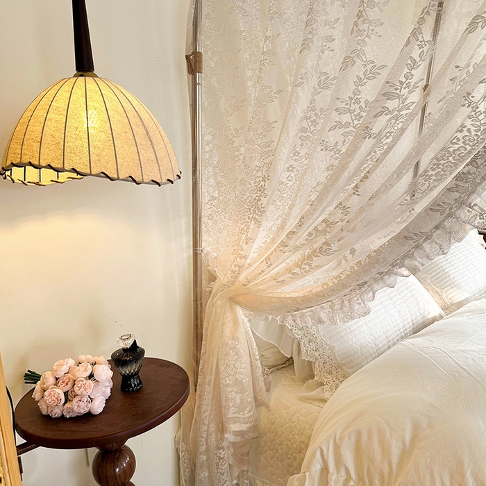 91家纺网 家纺一手货源 找家纺 都市缘蚊帐 2026春夏新款豪华高端蕾丝提花款导轨蚊帐-玫瑰庄园-303款 303玫瑰庄园-奶油杏